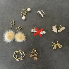 ファーとパールのイヤリングセット　ゴールド　イヤカフ