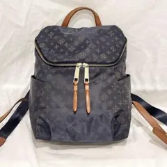 【美品】russet　ラシット リュック　レザー　モノグラム　がま口　ネイビー