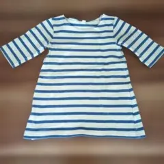 無印良品　青と白のストライプ ワンピース 80