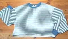 WEGO 青と白のストライプ クロップドトレーナー