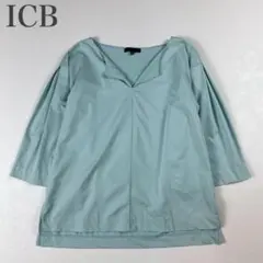 美品　icb　大きいサイズ　XL　異素材切替え　チュニック　ワンピース　伸縮素材 ICB - 美品 icb 大きいサイズ XL 異素材切替え チュニック ワンピース