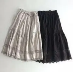 ☘️Samansa Mos裾メッシュレースティアードスカート　チャコール