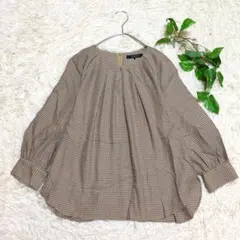 美品《MICHEL KLEIN》ミッシェルクラン チェック柄 ブラウス 38