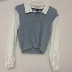 SHEIN EZwear コントラストカラー ケーブルニット ツーインワン