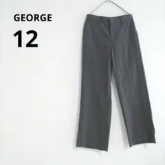 海外古着 GEORGE スラックス 12 グレー 無地 オフィス キレイめ