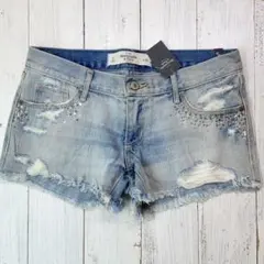 【SALE】夏のお出掛けにキラキラストーン/デニム/ショートパンツ【0】アバクロ