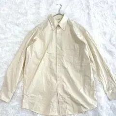 ユニクロ UNIQLO 長袖シャツ L 無地 アイボリー ゆったり カジュアル