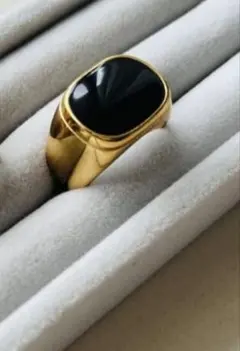 ゴールド ブラックストーン ステンレスリング Square Top Ringのサムネイル