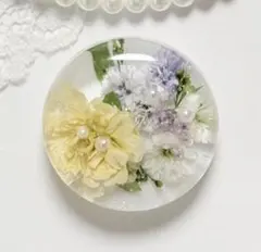 834可憐な♡レジンヘアゴム イエローモッコウバラ パープルブーケ