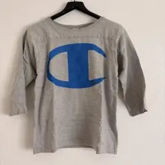 Champion チャンピオン 七分袖カットソー グレー ロゴ M
