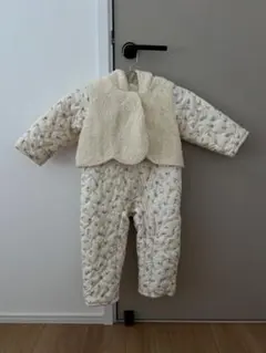 【birthday】花柄 フリースロンパース 80サイズ ベビー服