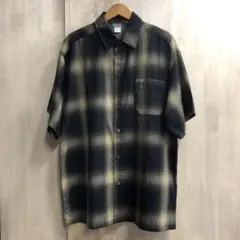 CALTOP カルトップ オンブレチェックシャツ 半袖 L ブラウン