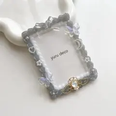 ホイップデコ 硬質ケース トレカケース B8 推し活 グレー 黒 リボン