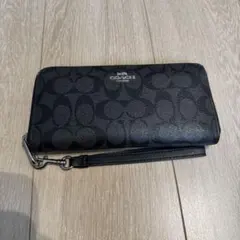 コ*チ様 COACH 長財布 シグネチャー C4452 ブラックスモーク×ブラッ