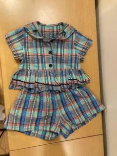キッズ フリル付きチェック柄服セット 100cm