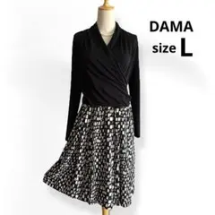 DAMAダーマコレクション　ドッキングワンピース　カシュクール　柄　エレガントL