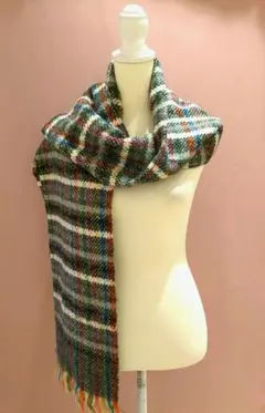 スト一ル マフラー チェック カラフル フリンジ