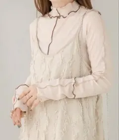 アイボリー ジャガードワンピース キャミワンピースMサイズBab