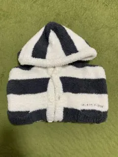 ジェラートピケ ベビー ストライプ柄 フード付き ポンチョ 80-90