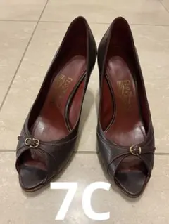 Salvatore Ferragamo オープントゥ パンプス ダークブラウンのサムネイル