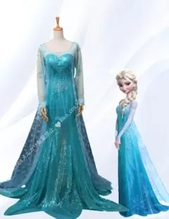 新品　Dハロ アナと雪の女王 エルサ ドレス コスプレ