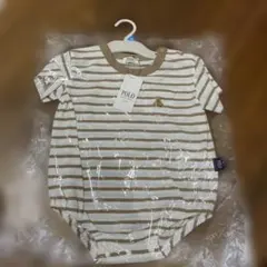 【新品】POLOBaby ロンパース 80cm ボーダー クマ刺繍 テディベアのサムネイル