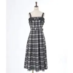 axes femme 刺繍入り配色チェックJSK ブラック
