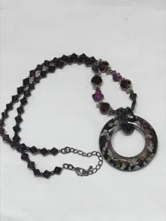 ヴィンテージガラスペンダントビーズネックレス