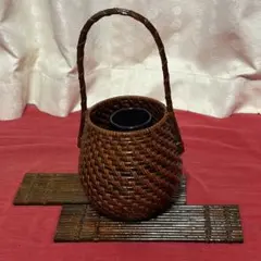 煤竹 竹籠 花入(P479) 煤竹 竹籠 花入(P479) - メルカリ