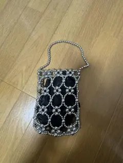 ビーズ装飾 黒 パーティーバッグ