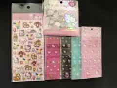 【国内正規品】ハローキティ　タイルシール　おはじきシール　樹脂もりシール　まとめ