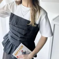 classicalelf 新品タグ付き Tシャツ×ビスチェドッキング半袖トップス