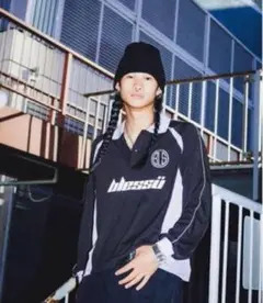 BlessU 黒・グレー 長袖ポロシャツ