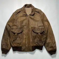 90s ヴィンテージレザー A2型 フライトジャケット L ブラウン☆7216