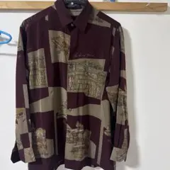 メンズ長袖シャツ レトロ　テロテロ素材