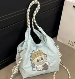 早発送　Labubuラブブキャラクタ　刺繍　軽量大容量　エコバッグ　トートバッグ