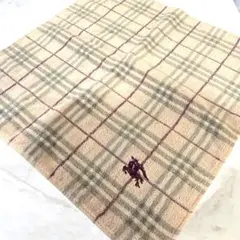 BURBERRYバーバリータオルハンカチ・ノバチェック淡いピンク・刺繍ロゴ・大判