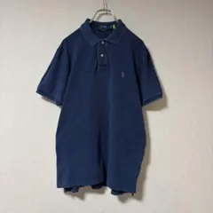 ポロラルフローレンポロシャツカスタムスリムフィットL紺ネイビー系