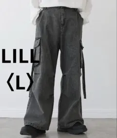LILL ヴィンテージライク デニム ワイド スラックス カーゴパンツ　L