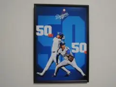 A4 額付き ポスター 大谷翔平 50-50 ホームラン 奪三振 2025