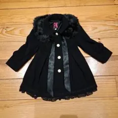 卒業式に最適！姫系♪黒のボタン付きコート110㎝ファー襟取り外し可能です