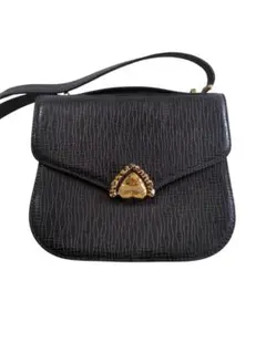 【希少】ungaro ウンガロ ヴィンテージ ショルダーバッグ 型押しレザー