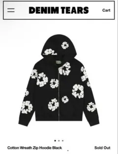 DENIME TEARS COTTON WREATH ZIP HOODIE M