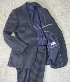 オリヒカ× ビエラーノフィニッシュ　メンズ　スーツ　ダークグレー　ストライプ