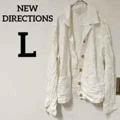 シミあり❣️NEW DIRECTIONS【L】ホワイト リネンシャツ　白シャツ
