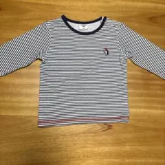 SIMPLE FREE ストライプ柄ペンギン刺繍　長袖カットソー　90cm