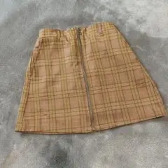 ブラウン系チェック ミニスカート ジッパー付き