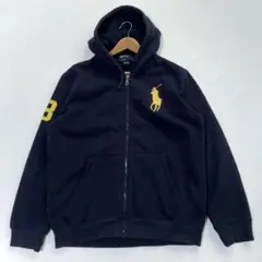 ポロバイラルフローレン パーカー ビッグポニー刺繍 ジップアップ ネイビー M