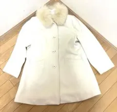 コート アンゴラ オフホワイト ファー付き Lサイズ キュート エレガント