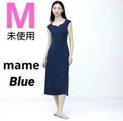 【M/青】 マメクロゴウチ 3Dニットワンピース ノースリーブ mame 未使用